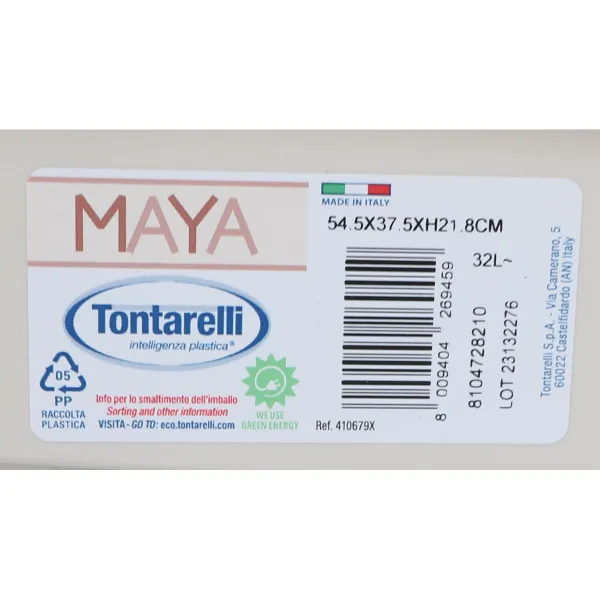 Pyykkikori Tontarelli Maya Beige Muovinen 54,5 x 37,5 x 22 cm (12 osaa)