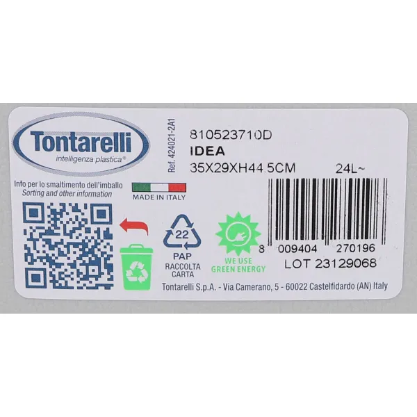 Мусорное ведро с педалью Tontarelli Idea Серый 24 L (4 штук)