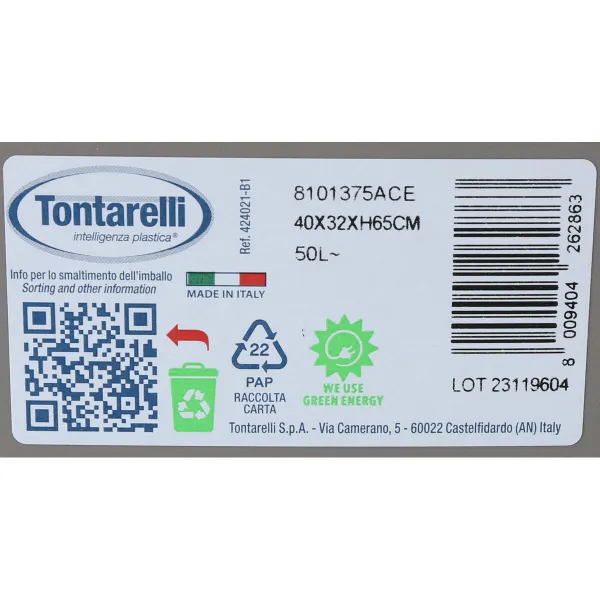 Мусорное ведро Tontarelli Aurora Серый 55 L (6 штук)