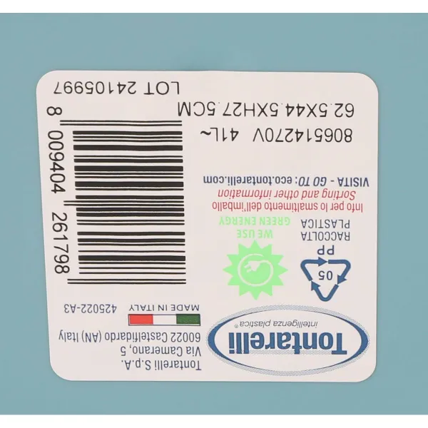 Veļas Grozs Tontarelli Cover line Zils Plastmasa 62,5 x 44,5 x 27,5 cm (12 gb.)