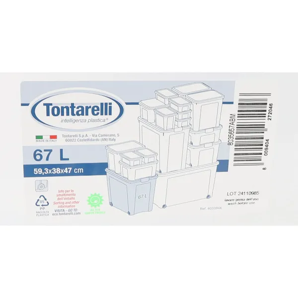 Säilytyslaatikko renkailla Tontarelli 59 x 38'5 x 47'5 cm (4 osaa)