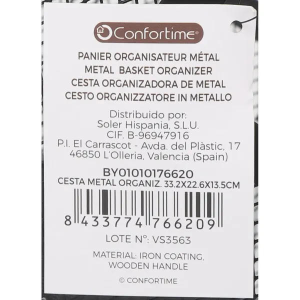 Monikäyttöinen kori Confortime Metalli 33,2 x 22,6 x 13,5 cm (10 osaa)