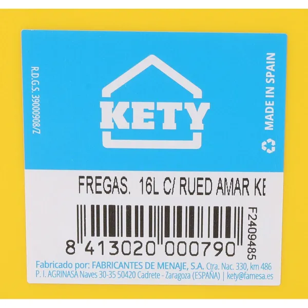 Ведро для мытья полов Kety Жёлтый 16 L 40,5 x 30 x 35 cm (6 штук)