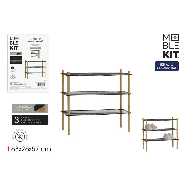 Полка MobleKit Металл Бамбук 63 x 26 x 57 cm (4 штук)