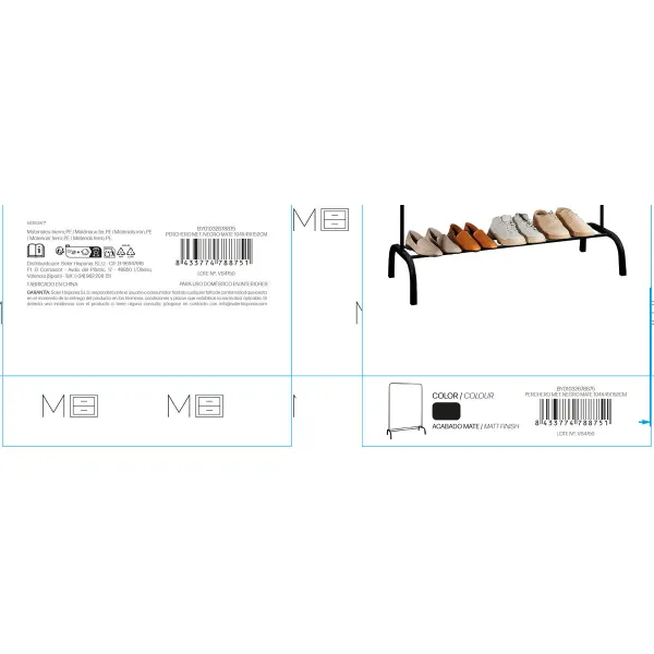 Takkiteline MobleKit Musta 18 mm 104 x 41 x 152 cm (6 osaa)