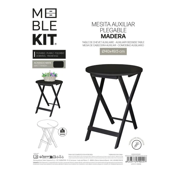 Side table MobleKit Black 40 x 40 x 49,5 cm (4 Units)
