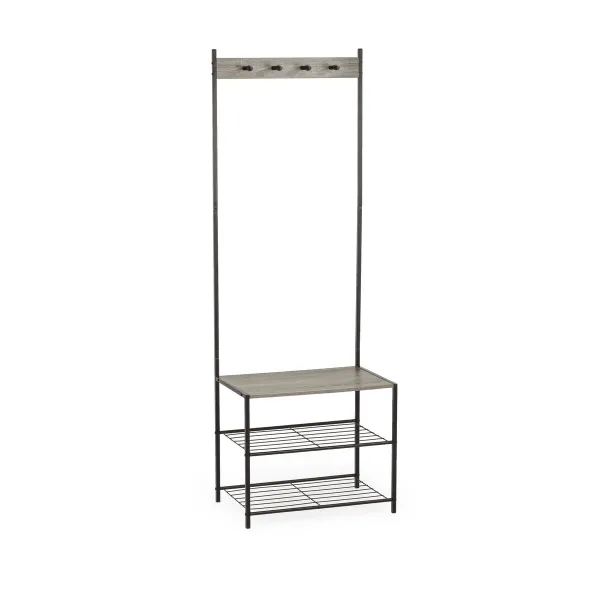 Coat rack with shelf MobleKit Black Grey Wood Metal 160 x 40 x 175 cm (3 Units)