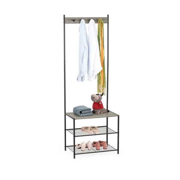 Takkiteline hylylllä MobleKit Musta Harmaa Puu Metalli 160 x 40 x 175 cm (3 osaa)