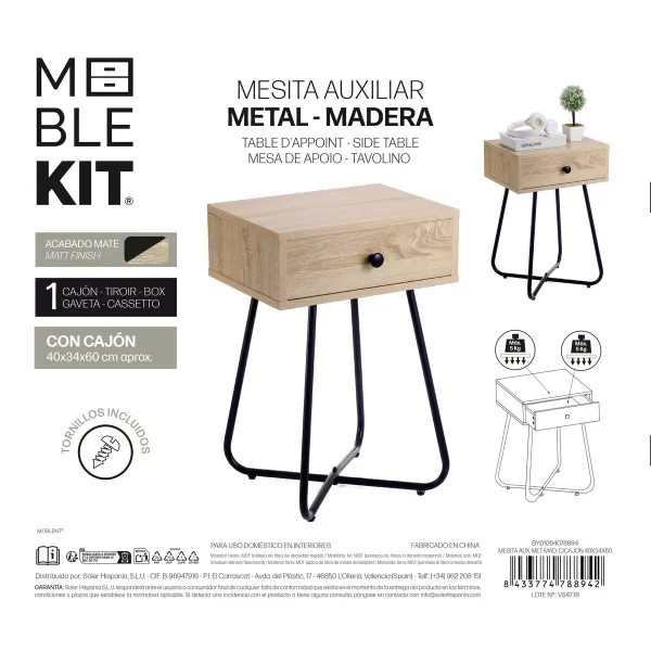 Вспомогательный стол MobleKit Коричневый Чёрный 40 x 34 x 60 cm (3 штук)