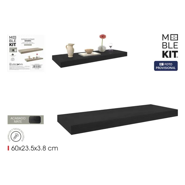 Hyllyt MobleKit Musta Puu 60 x 23,5 x 3,8 cm (6 osaa)