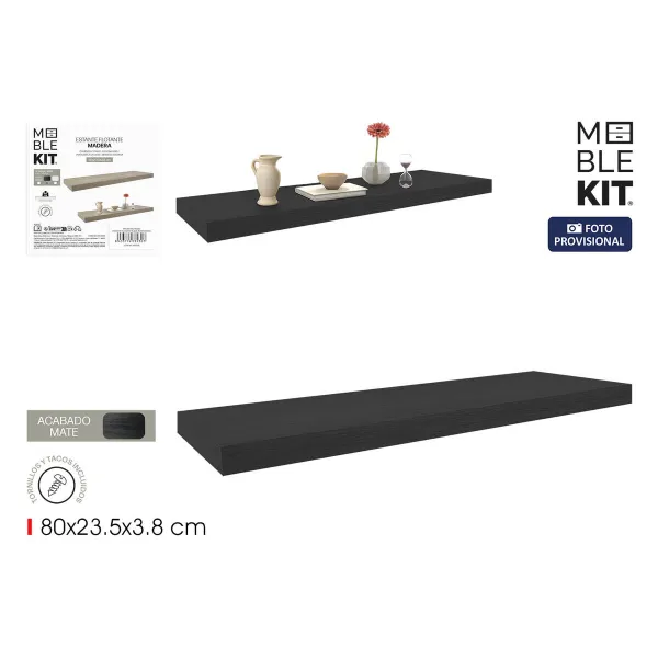 Planken MobleKit Melns Koks 80 x 23,5 x 3,8 cm (6 gb.)