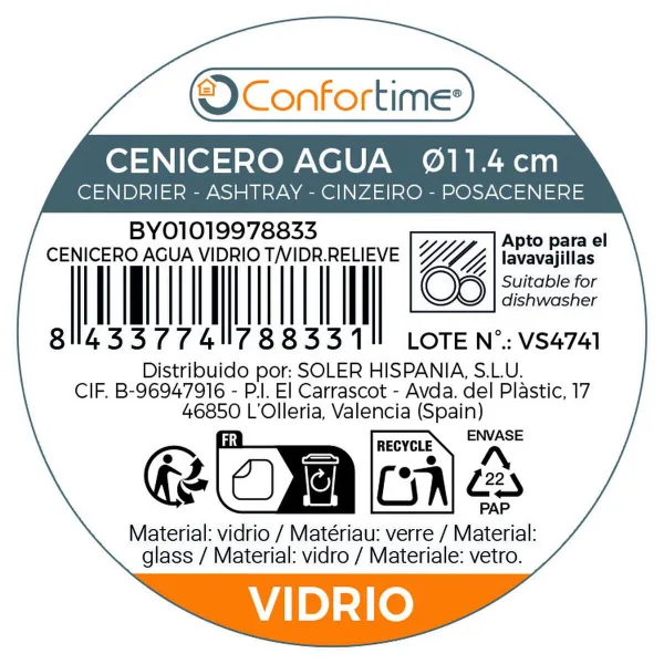 Pelnu trauks Confortime Stikls 11,4 x 11,4 x 7,4 cm (24 gb.)