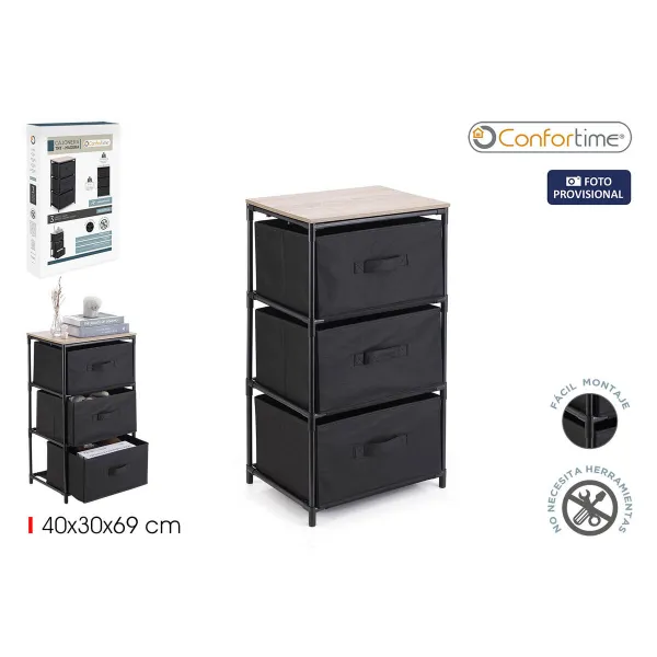 Chest of drawers Confortime Brown Black 40 x 30 x 69 cm (6 Units)