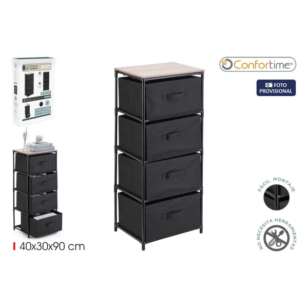 Тумба с ящиками Confortime Коричневый Чёрный 40 x 30 x 90 cm (4 штук)