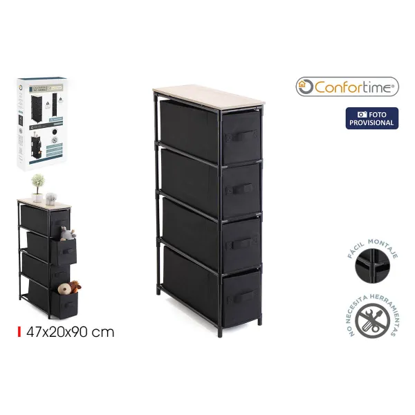 Chest of drawers Confortime Brown Black 47 x 20 x 90 cm (4 Units)