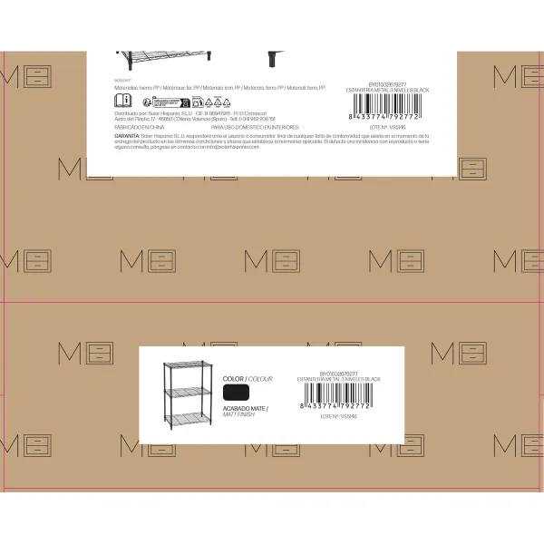 Hyllyt MobleKit Musta Metalli 56 x 35 x 82 cm (2 osaa)