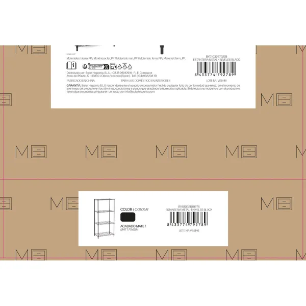 Hyllyt MobleKit Musta Metalli 56 x 35 x 120 cm (2 osaa)