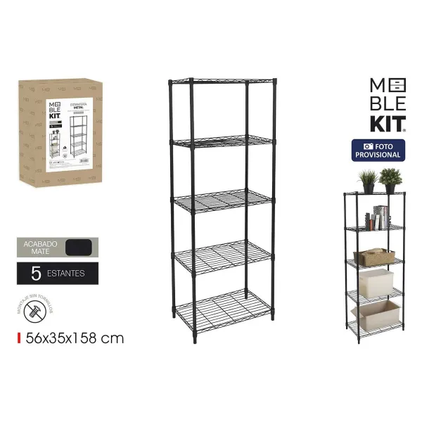 Lentyna MobleKit Juoda Metalinis 56 x 35 x 158 cm (2 vnt.)