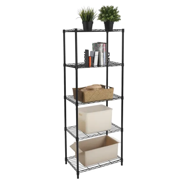Plaukti MobleKit Melns Metāls 56 x 35 x 158 cm (2 gb.)