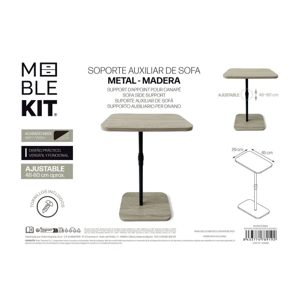Šoninis staliukas MobleKit Ruda Juoda 45 x 29 x 70 cm polipropileno Medžio MDF (4 vnt.)