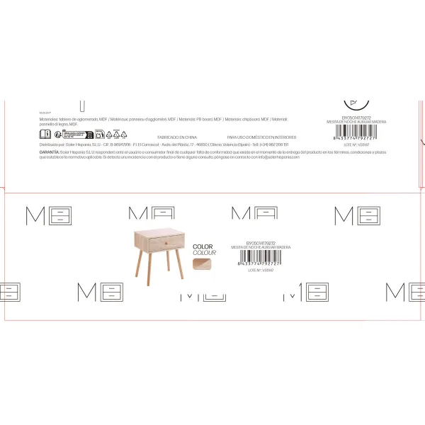 Ночной столик MobleKit Коричневый 40 x 30 x 47 cm Деревянный MDF (4 штук)