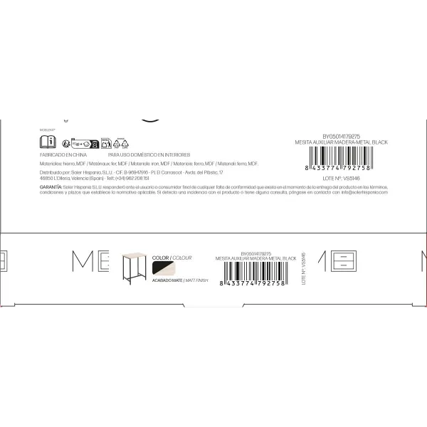 Вспомогательный стол MobleKit Коричневый Чёрный 40 x 30 x 50 cm Металл Деревянный MDF (4 штук)