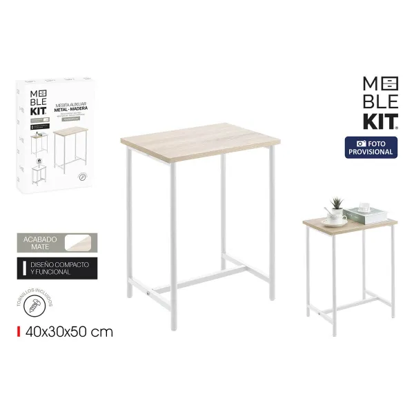 Sivupöytä MobleKit Valkoinen Ruskea 40 x 30 x 50 cm Metalli Puu MDF (4 osaa)