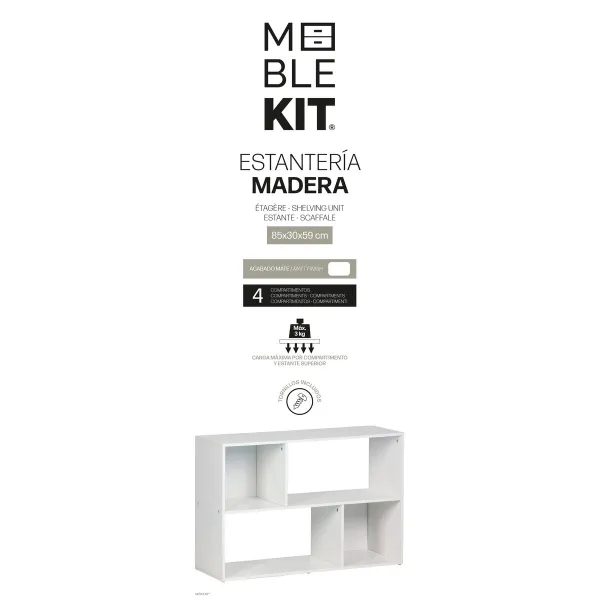 Полка MobleKit Белый Деревянный 85 x 30 x 59 cm
