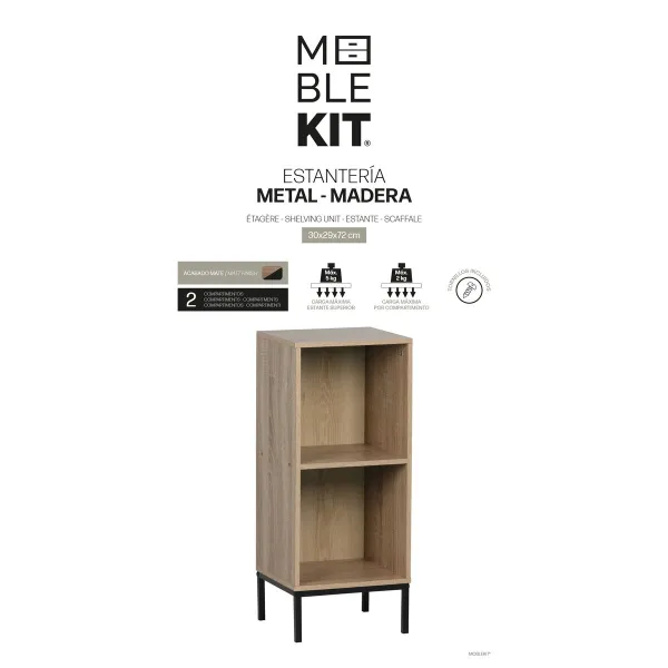Полка MobleKit Коричневый Чёрный Металл Деревянный MDF 30 x 29 x 72 cm (3 штук)