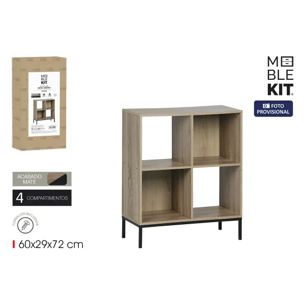 Полка MobleKit Коричневый Чёрный Деревянный Металл 60 x 29 x 72 cm
