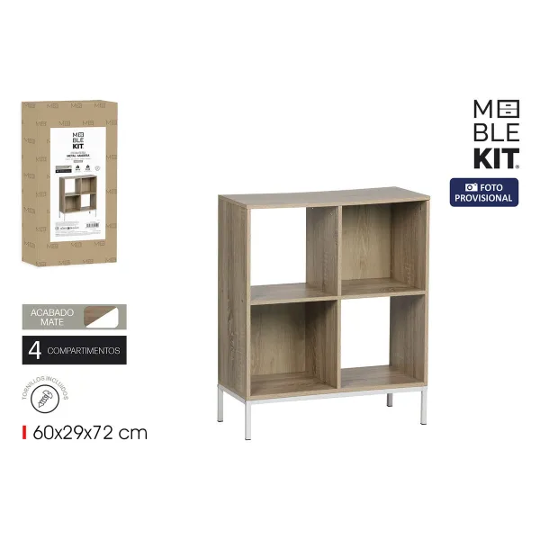Plaukti MobleKit Balts Brūns Koks Metāls 60 x 29 x 72 cm