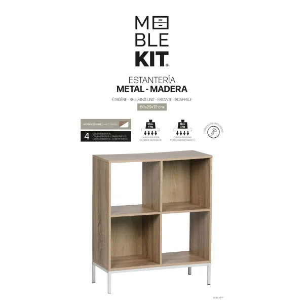 Shelves MobleKit White Brown Wood Metal 60 x 29 x 72 cm