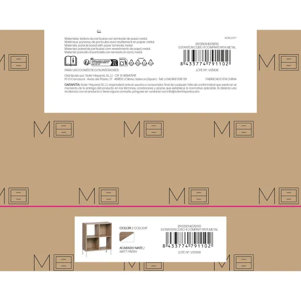 Shelves MobleKit White Brown Wood Metal 60 x 29 x 72 cm