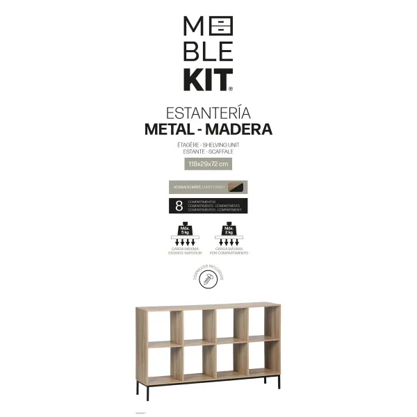 Полка MobleKit Коричневый Чёрный Деревянный Металл 118 x 29 x 72 cm