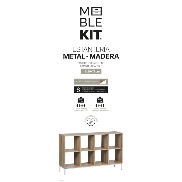 Полка MobleKit Белый Коричневый Деревянный Металл 118 x 29 x 72 cm