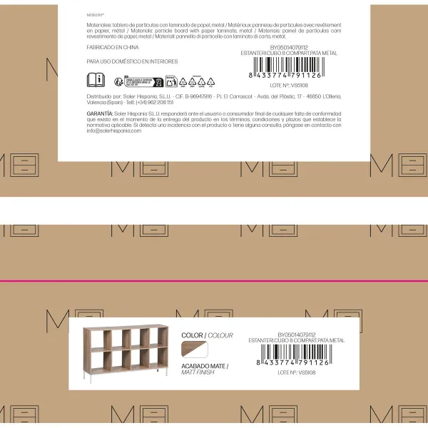 Hyllyt MobleKit Valkoinen Ruskea Puu Metalli 118 x 29 x 72 cm