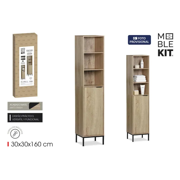 Полка для ванной MobleKit Коричневый 30 x 30 x 160 cm Деревянный Металл