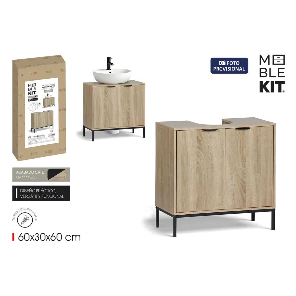 Тумба под умывальник MobleKit Коричневый Чёрный Деревянный Металл 60 x 30 x 60 cm