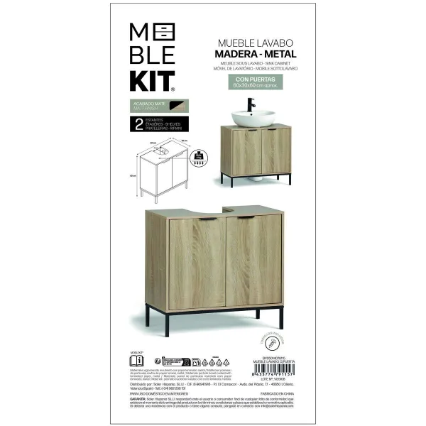 Тумба под умывальник MobleKit Коричневый Чёрный Деревянный Металл 60 x 30 x 60 cm