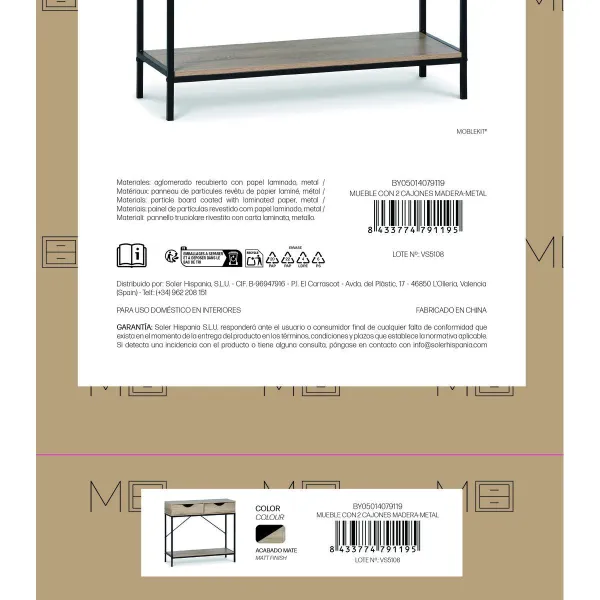 Pidulik Mööbel MobleKit Pruun Must 80 x 30 x 75 cm