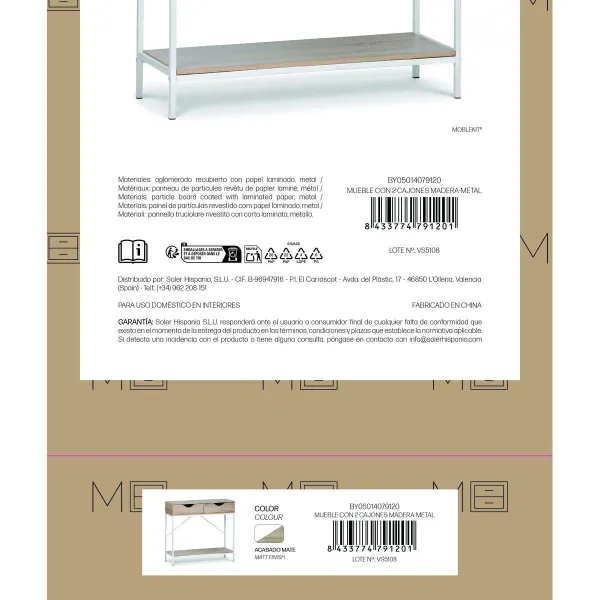 Proginiai baldai MobleKit Balta Ruda 80 x 30 x 75 cm