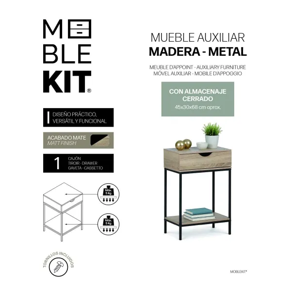 Occasional Furniture MobleKit Brown Black 45 x 30 x 68 cm Wood Metal