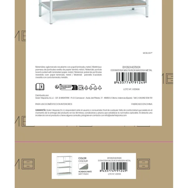 Plaukti MobleKit Balts Brūns Koks Metāls 75 x 30 x 100 cm
