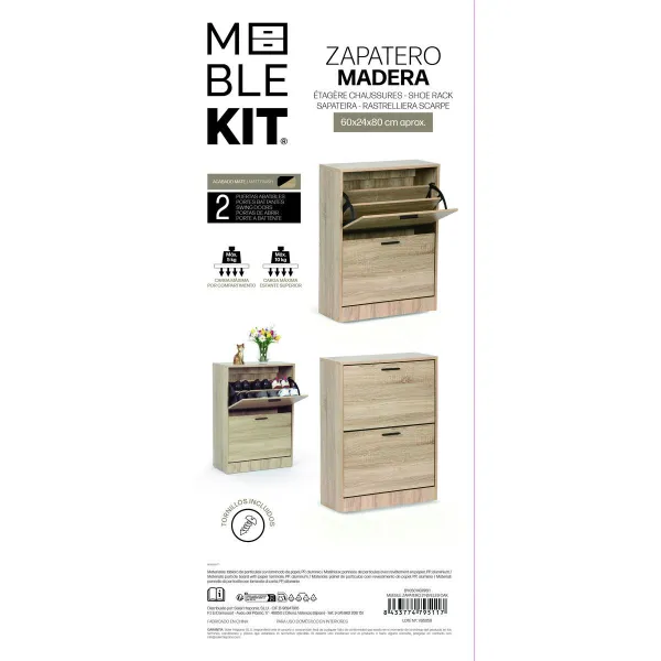 Тумба для обуви MobleKit Коричневый Чёрный Деревянный Металл 65 x 24 x 80 cm