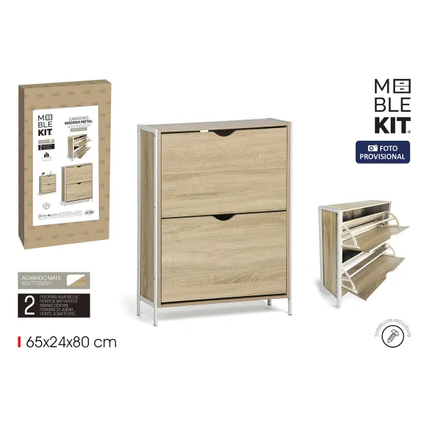 Тумба для обуви MobleKit Белый Коричневый Деревянный Металл 65 x 24 x 80 cm