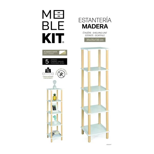 Plaukti MobleKit Balts Koks 35 x 35 x 138 cm