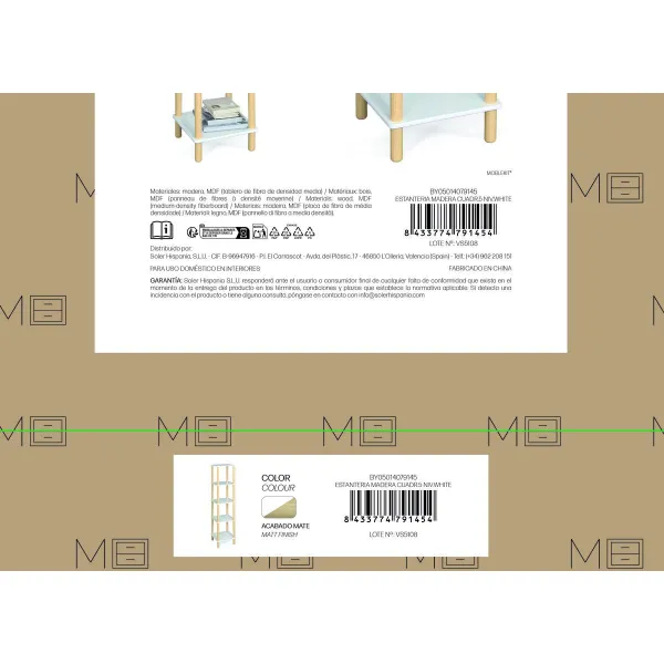 Полка MobleKit Белый Деревянный 35 x 35 x 138 cm