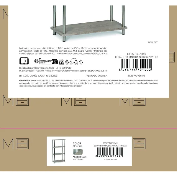 Полка MobleKit Коричневый Серебристый Деревянный Сталь 60 x 29,5 x 112 cm (2 штук)