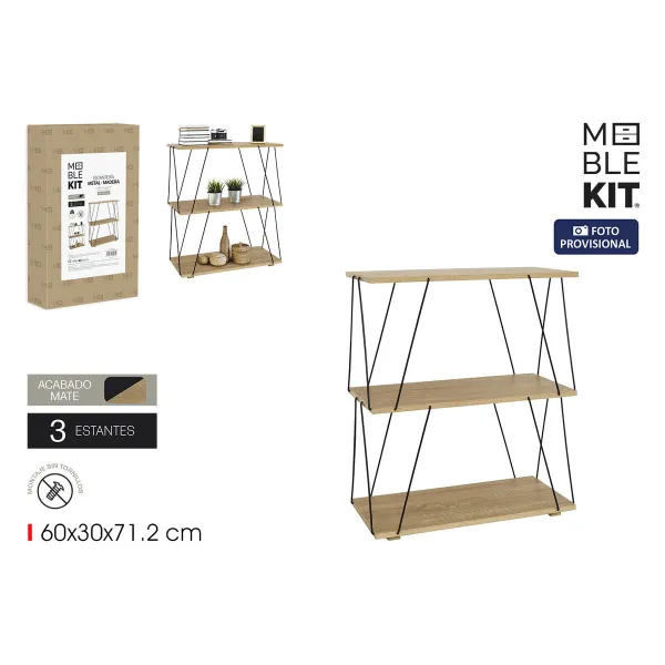 Полка MobleKit Коричневый Чёрный Деревянный Металл 60 x 30 x 71,2 cm (2 штук)