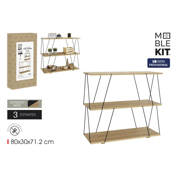 Lentyna MobleKit Ruda Juoda Medžio Metalinis 80 x 30 x 71,2 cm (2 vnt.)